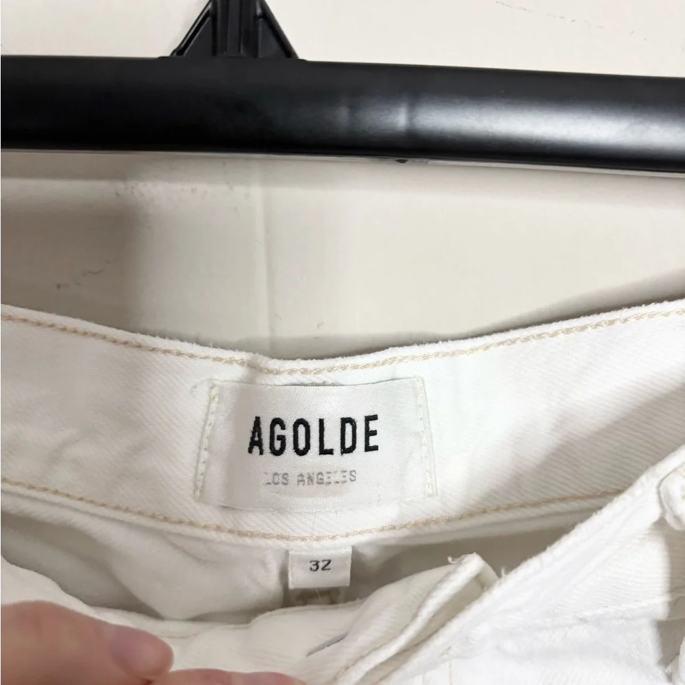Agolde white Parker long shorts cut off raw hem size 32 organic cotton denim - Picture 7 of 8